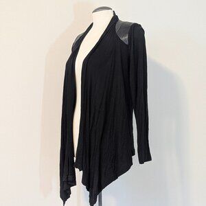 Black Cardigan Blazer with Faux Leather Cleo Small fits Medium
